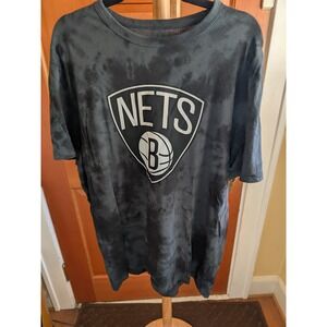 Brooklyn Nets‎ NBA Black Tie Dye T-Shirt XL Tailgate Clothing 100% Cotton
